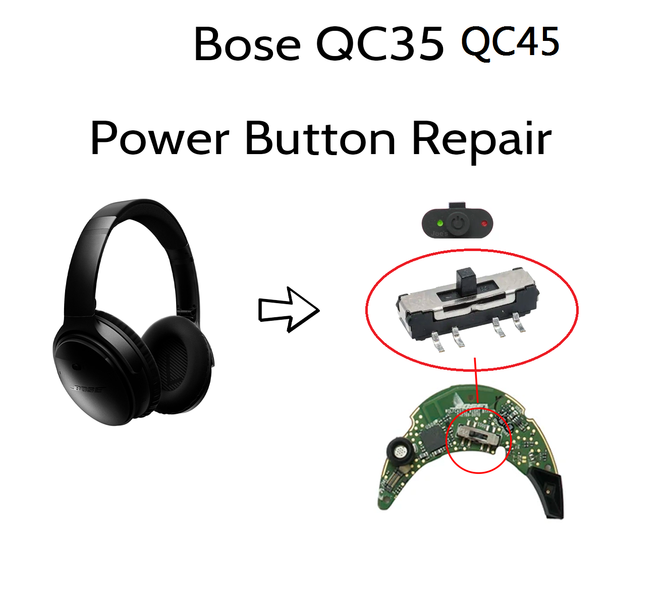 Repalcement Power Button and S - Bose Headphone Qc45 recension och pris